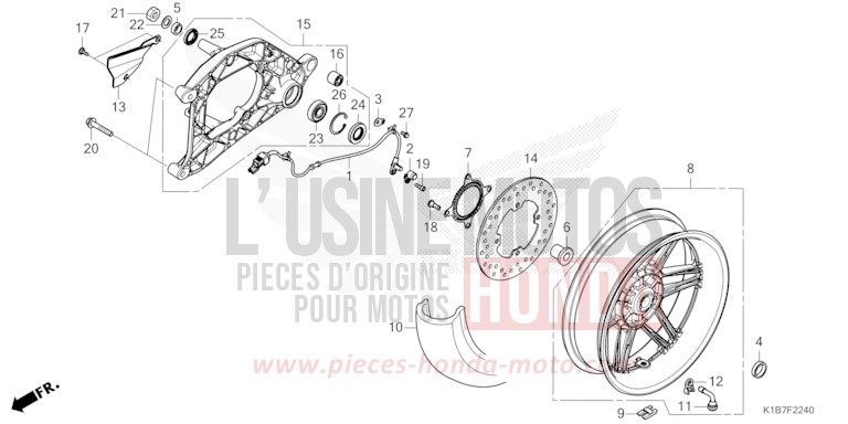 HINTERRAD/SCHWINGE von Forza 350 MAT CARNELIAN RED METALLIC (R384) von 2022